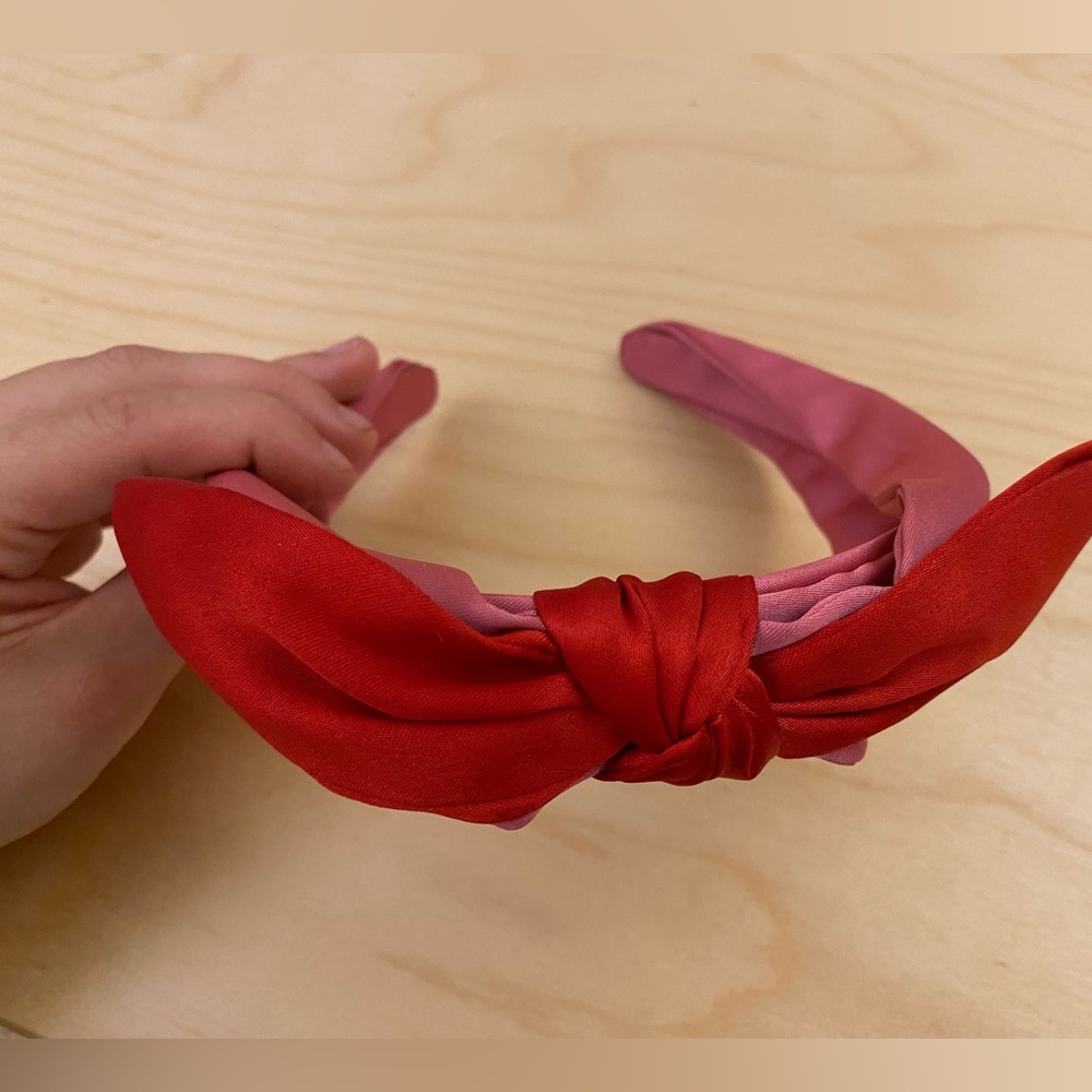 J Crew Satin Pink and Red Headband